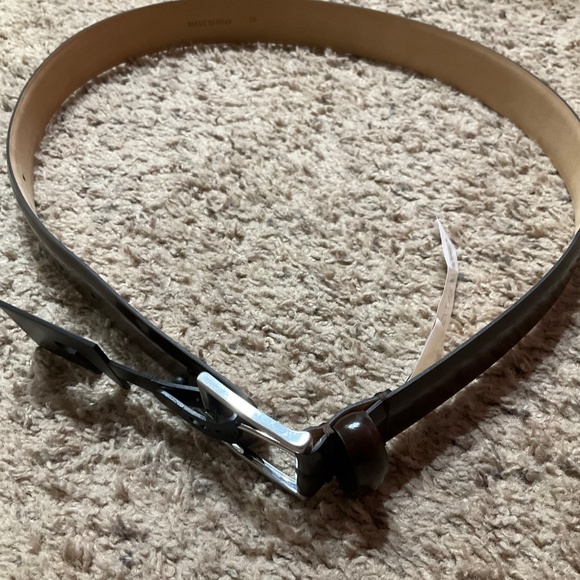 Express Edition Polished Dark Brown Genuine Leather Belt Made In Italy - Picture 11 of 11